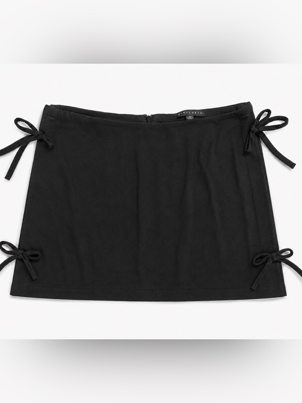 Blue Blush Black Mini Skirt with Side Tie Details